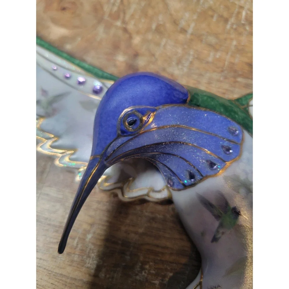 Lena‎ Liu Sapphire Splendor Hummingbird Wall Plaque-Jewels Of The Garden 2354